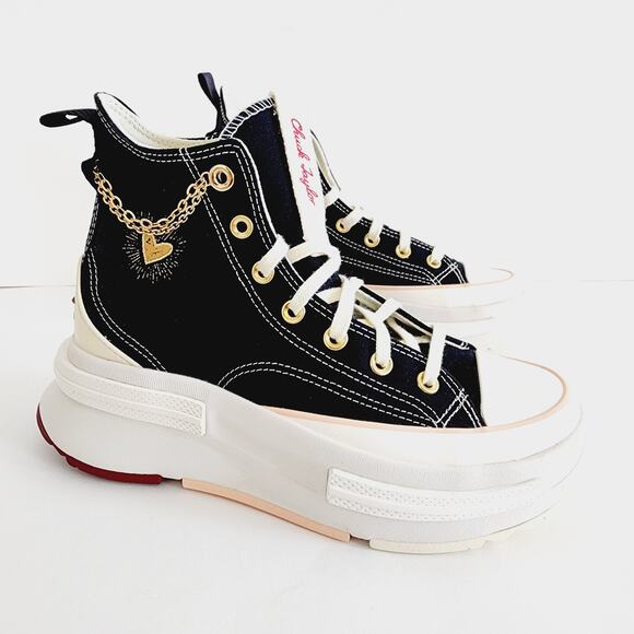 Converse Black and Gold Heart Chain Sneakers - Picture 10 of 11